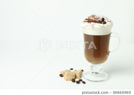 Glass of irish coffee on white background Glass of irish coffee on white background 86668969