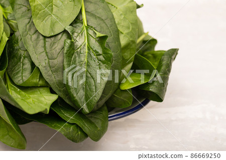 fresh green spinach on dish on ceramic fresh green spinach on dish on ceramic 86669250