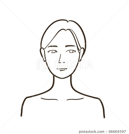 真女真臉插畫線描 86669397