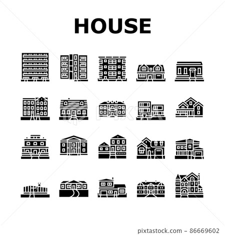 House Architectural Exterior Icons Set Vector House Architectural Exterior Icons Set Vector 86669602