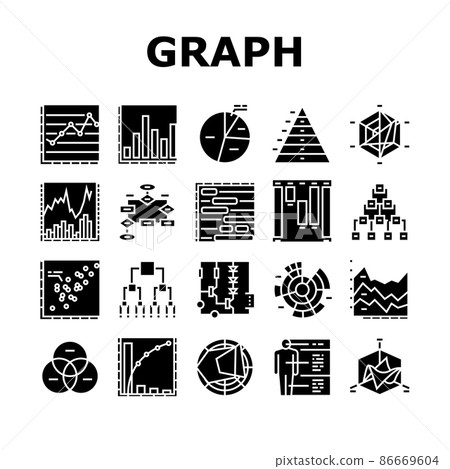 Graph For Analyzing And Research Icons Set Vector 86669604