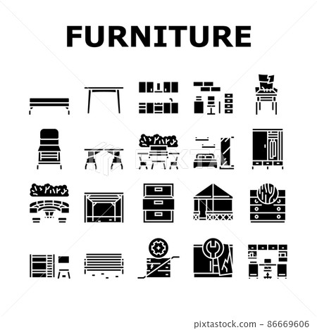 Furniture For Home And Backyard Icons Set Vector - Stock Illustration ...