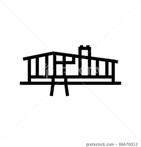 midcentury modern house line icon vector illustration 86670012