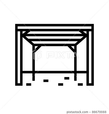 pergola backyard construction line icon vector illustration 86670088