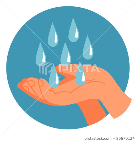 Water dropping in open hands. Clean fresh aqua symbol Water dropping in open hands. Clean fresh aqua symbol 86670124