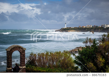 Seaside and beach of the city of Biarritz Seaside and beach of the city of Biarritz 86670163