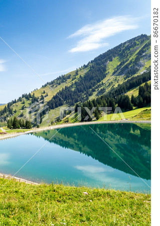 Lake of Balme and Mountain landscape in La Clusaz, France 86670182
