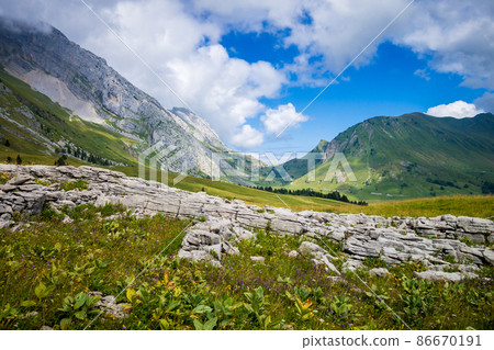 Mountain landscape in The Grand-Bornand, France 86670191