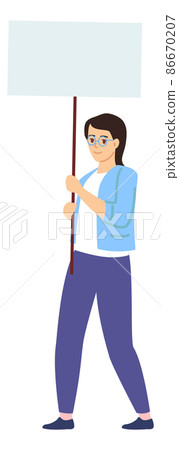 Female protester with placard. Political action concept Female protester with placard. Political action concept 86670207