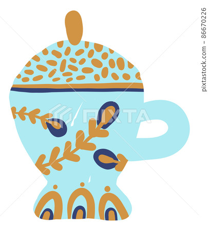 Cute ceramic lid mug. Traditional beverage cup 86670226