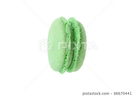 Green tasty macaroon isolated on white background Green tasty macaroon isolated on white background 86670441