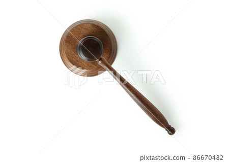 Wooden judge gavel isolated on white background 86670482