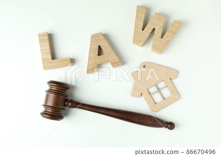 American law concept with judge gavel on white background 86670496