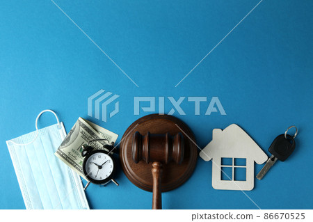 Law concept with judge gavel on blue background Law concept with judge gavel on blue background 86670525