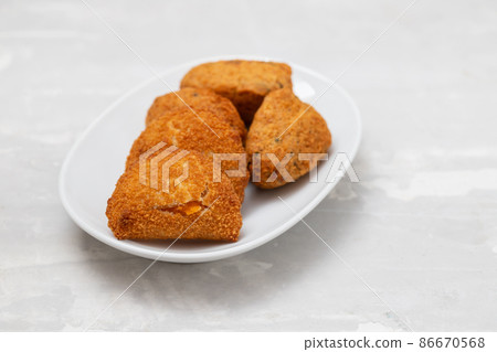 typical portuguese meat and sausages stew in dish 86670568