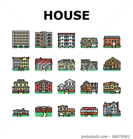 House Architectural Exterior Icons Set Vector 86670982