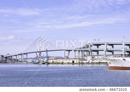 Landmark of Fukuoka city Beautiful Araru Ohashi Bridge Landmark of Fukuoka city Beautiful Araru Ohashi Bridge 86671020