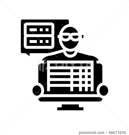 Data Entry Clerk Glyph Icon Vector Illustration - Stock Illustration 