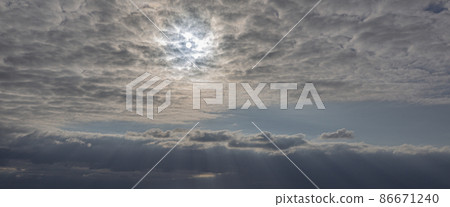 Dramatic colorful sky with afterglow and illuminated clouds 86671240