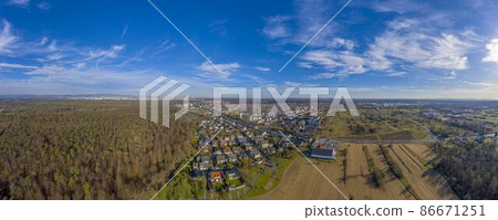 Aerial view on the German village of Moerfelden-Walldorf close to Frankfurt during daytime Aerial view on the German village of Moerfelden-Walldorf close to Frankfurt during daytime 86671251