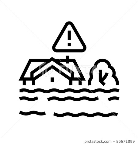 flood land line icon vector illustration - Stock Illustration [86671899 ...