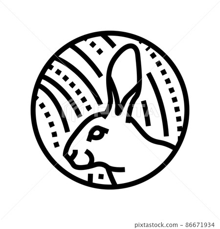 rabbit chinese horoscope animal line icon vector illustration 86671934