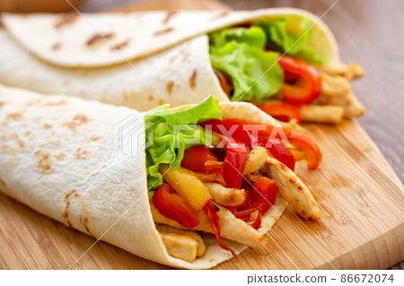 Mexican Fajitas with Chicken and Vegetables. High quality photo 86672074