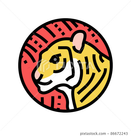 tiger chinese horoscope animal color icon vector illustration 86672243