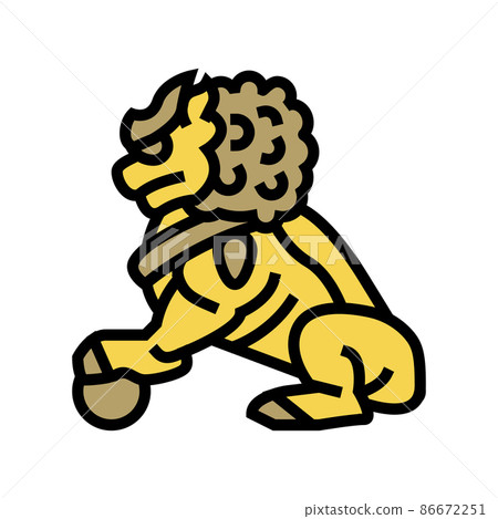 lion chinese horoscope animal color icon vector illustration 86672251