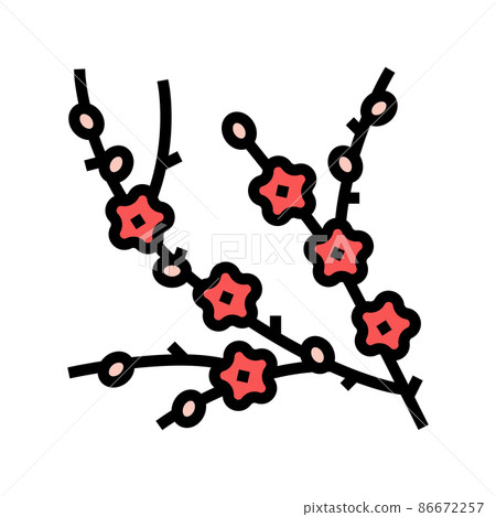 plum tree branch color icon vector illustration 86672257