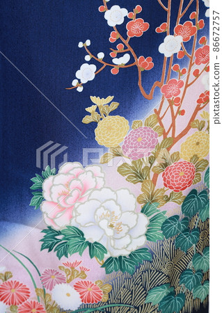 Furisode pattern, pure silk, floral pattern for adult ceremonies 86672757