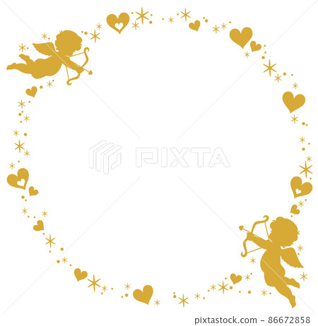 Circle frame of an angel shooting a heart arrow 86672858