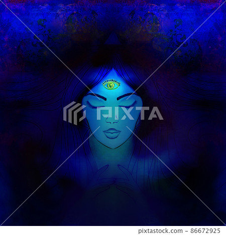 Woman with third eye, psychic supernatural senses 86672925
