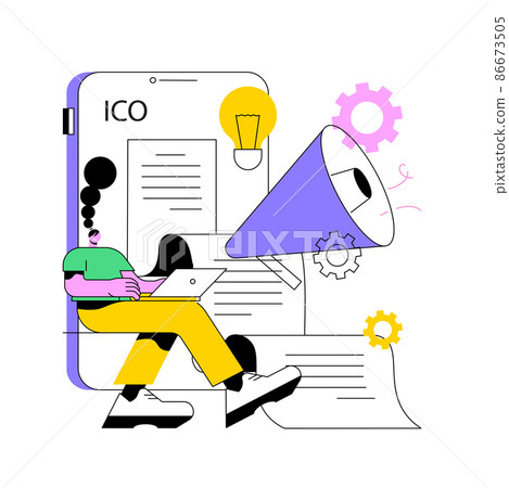 White paper abstract concept vector illustration. ICO investment document, startup business strategy, new product launch, explanatory white paper, marketing tool, pre-sale abstract metaphor. 86673505