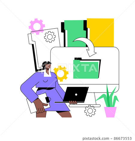 Digital transformation abstract concept vector illustration. Digital strategy, development solution, paperless workflow, business digitalization, transformation consultant abstract metaphor. 86673553