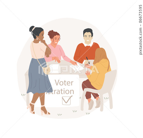 Voter registration drive abstract concept vector illustration. Activists at table collecting signatures, poster, local election campaign, vote for candidate, registration drive abstract metaphor. Voter registration drive abstract concept vector illustration. Activists at table collecting signatures, poster, local election campaign, vote for candidate, registration drive abstract metaphor. 86673595