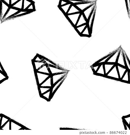 Seamless pattern of sprayed diamond symbol. Vector illustration with overspray in black over white. Seamless pattern of sprayed diamond symbol. Vector illustration with overspray in black over white. 86674022