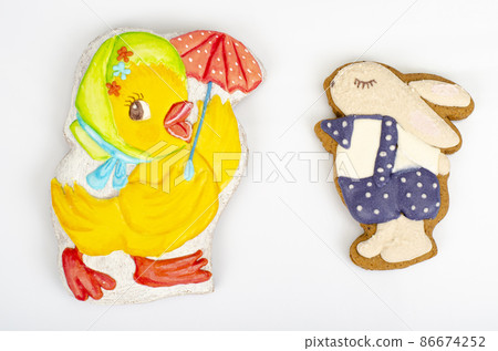 Homemade gingerbread cookies in shape of animals for children. Studio Photo Homemade gingerbread cookies in shape of animals for children. Studio Photo 86674252