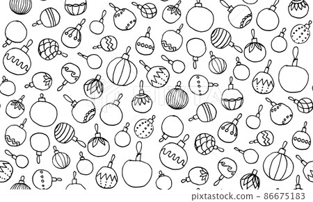 Seamless pattern made of sketchy hand drawn doodle Christmas ball toys Seamless pattern made of sketchy hand drawn doodle Christmas ball toys 86675183
