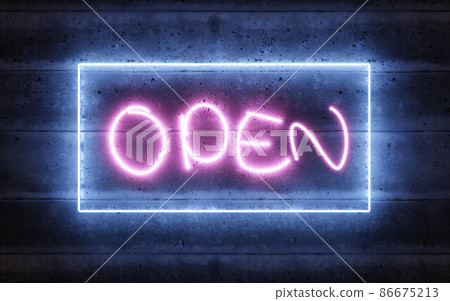 neon light open letters sign night club store shop opening hours concept 3d render illustration 86675213