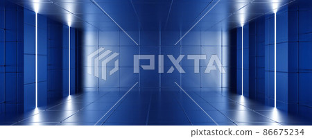 abstract blue retro futuristic design room with tiles and bright lighting 3d render illustration abstract blue retro futuristic design room with tiles and bright lighting 3d render illustration 86675234