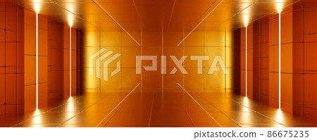 abstract orange retro futuristic design room with tiles and bright lighting 3d render illustration abstract orange retro futuristic design room with tiles and bright lighting 3d render illustration 86675235