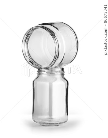 Two Empty glass jar isolated on white background 86675341