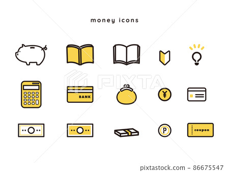關於錢的插圖圖標集 關於錢的插圖圖標集 86675547