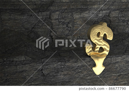 Down arrow and dollar mark on the cliff Down arrow and dollar mark on the cliff 86677790