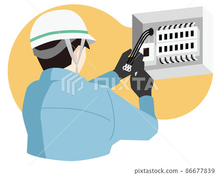 Illustration of breaker installation work 86677839