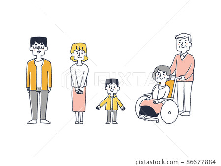 Family icon (rose) Comical handwritten person vector, simple coloring on line drawing 86677884