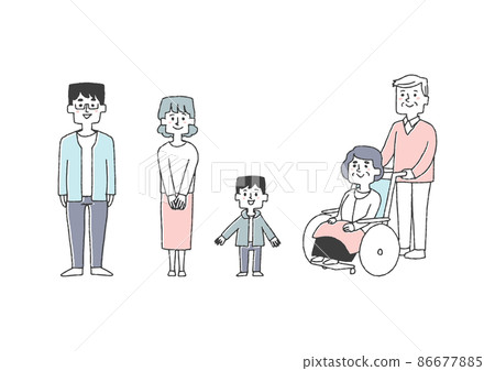 Family icon (rose) Comical handwritten person vector, simple coloring on line drawing 86677885