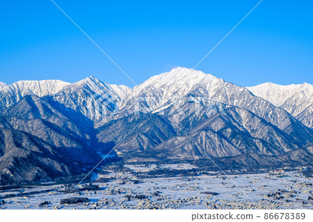 從高里山看冬天的北久津山和蓮華嶽 86678389