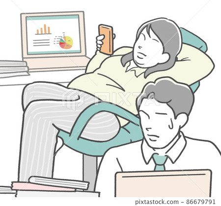 A male subordinate who sees a middle-aged fat woman who skips work 86679791